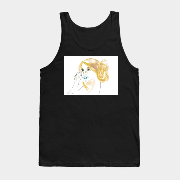 Girl With A Messy Bun - Beige Palette Tank Top by ChamberOfFeathers